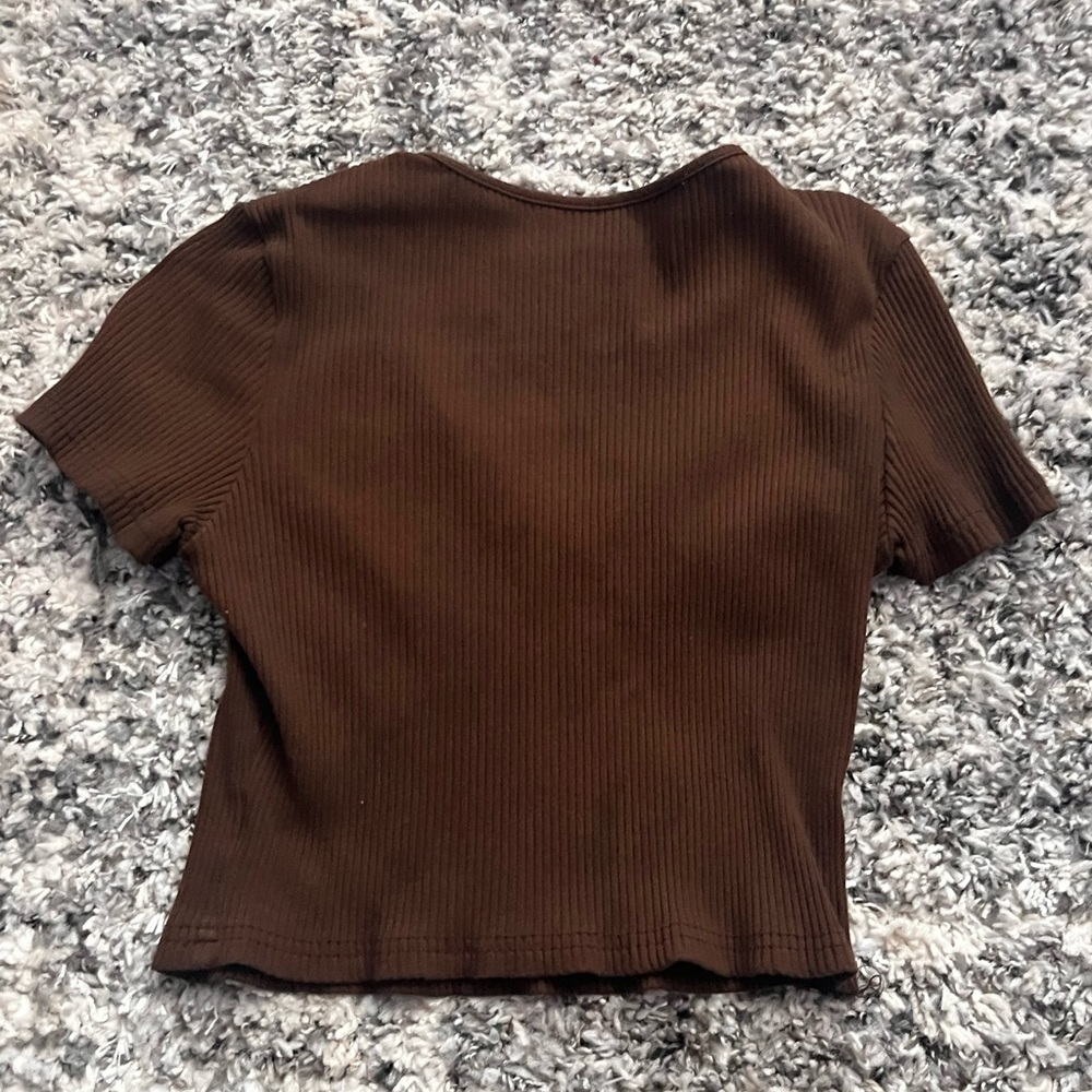 SHEIN Brown Fitted Crop T-Shirt